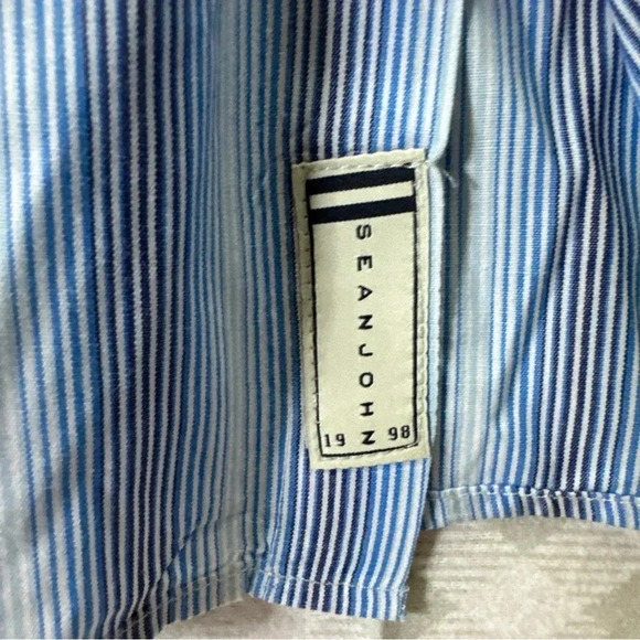 EUC SEAN JOHN Blue Strip Relaxed Fit Short Sleeve Button Down Collar Shirt 3XL - Picture 4 of 8